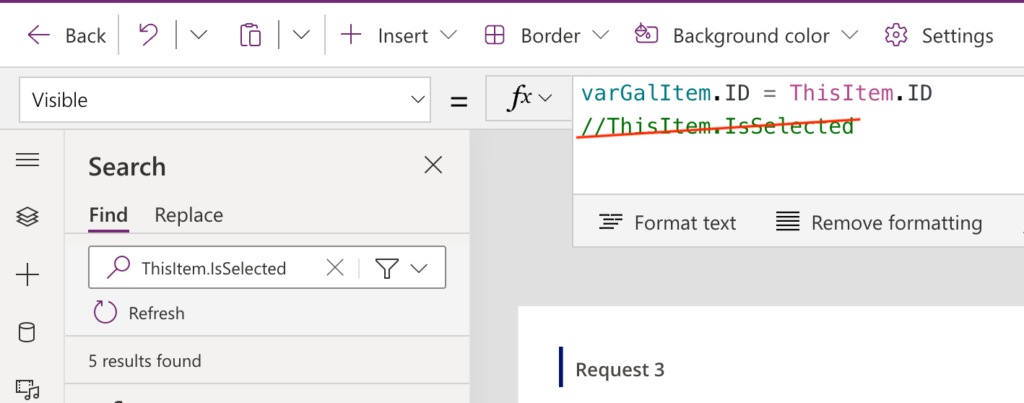 PowerApps gallery disable item