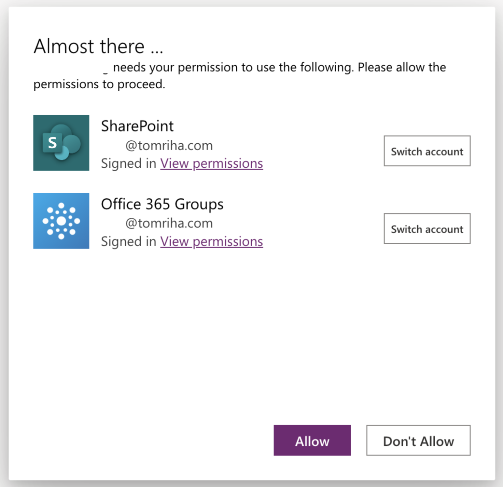 PowerApps connection confirmation disable