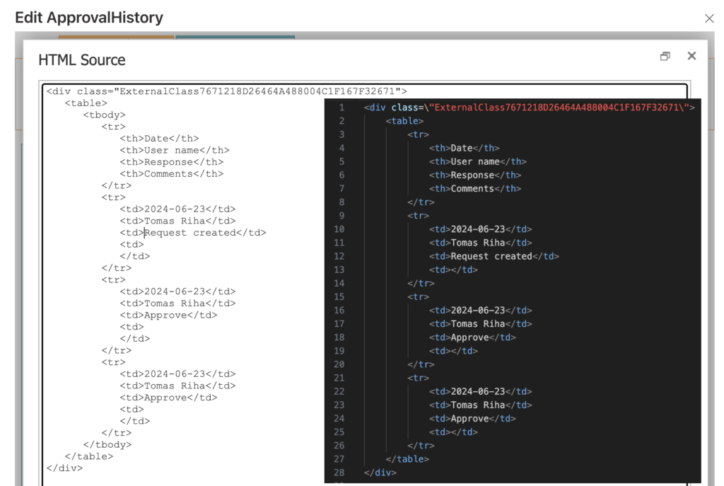 Power Automate add row sharepoint html