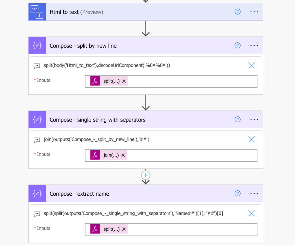 Power Automate next line after