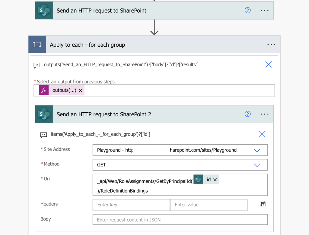 Power Automate SP groups permissions level