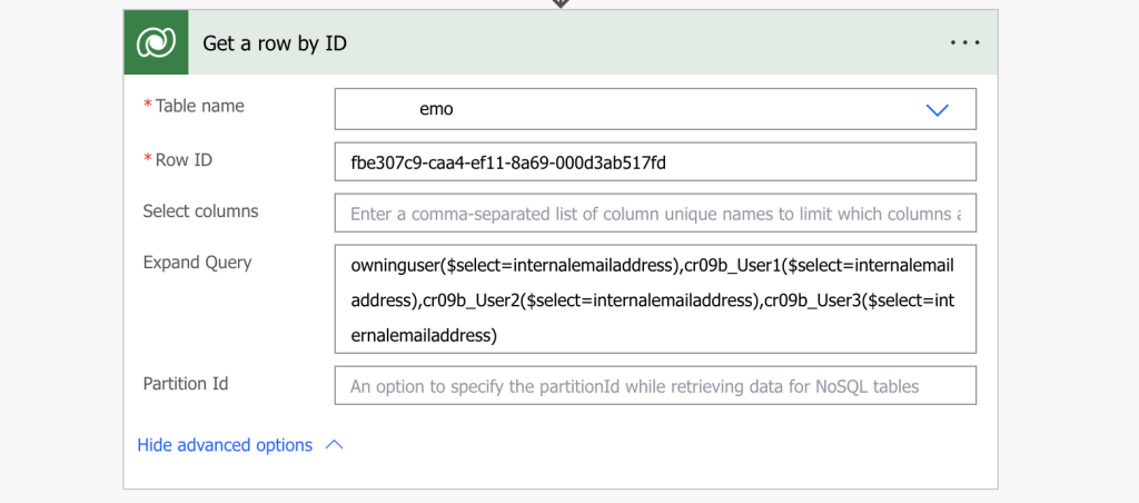 Power Automate user email dataverse