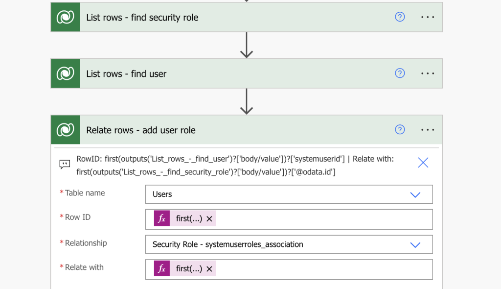 Power Automate manage user security roles