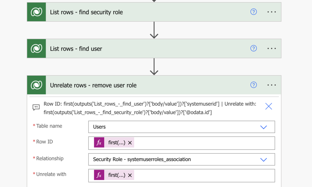 Power Automate manage user security roles