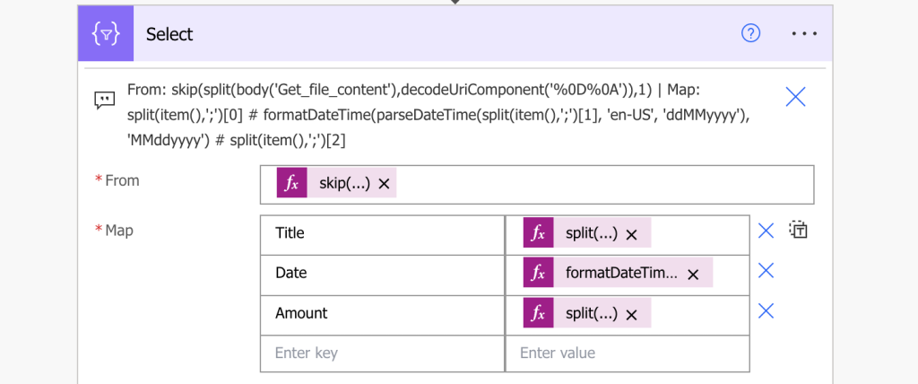 Power Automate parse csv