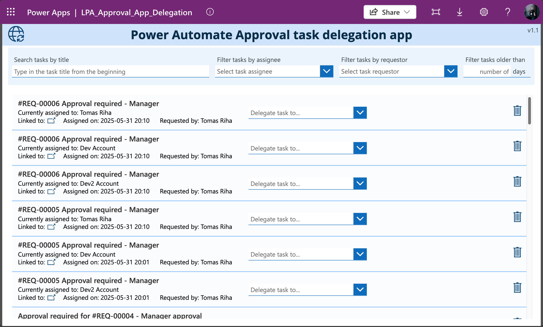 Power Automate approval task delegation