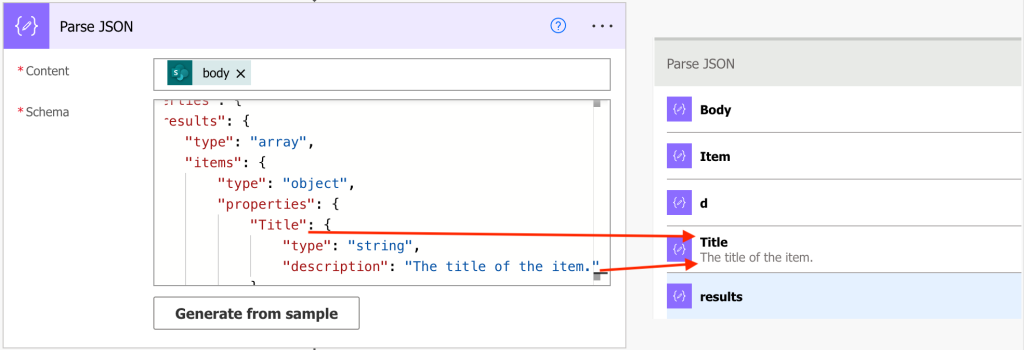 improve json schema in parse json