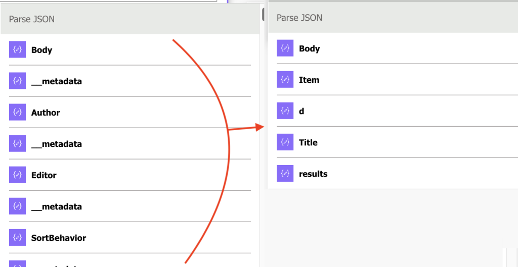 improve json schema in parse json